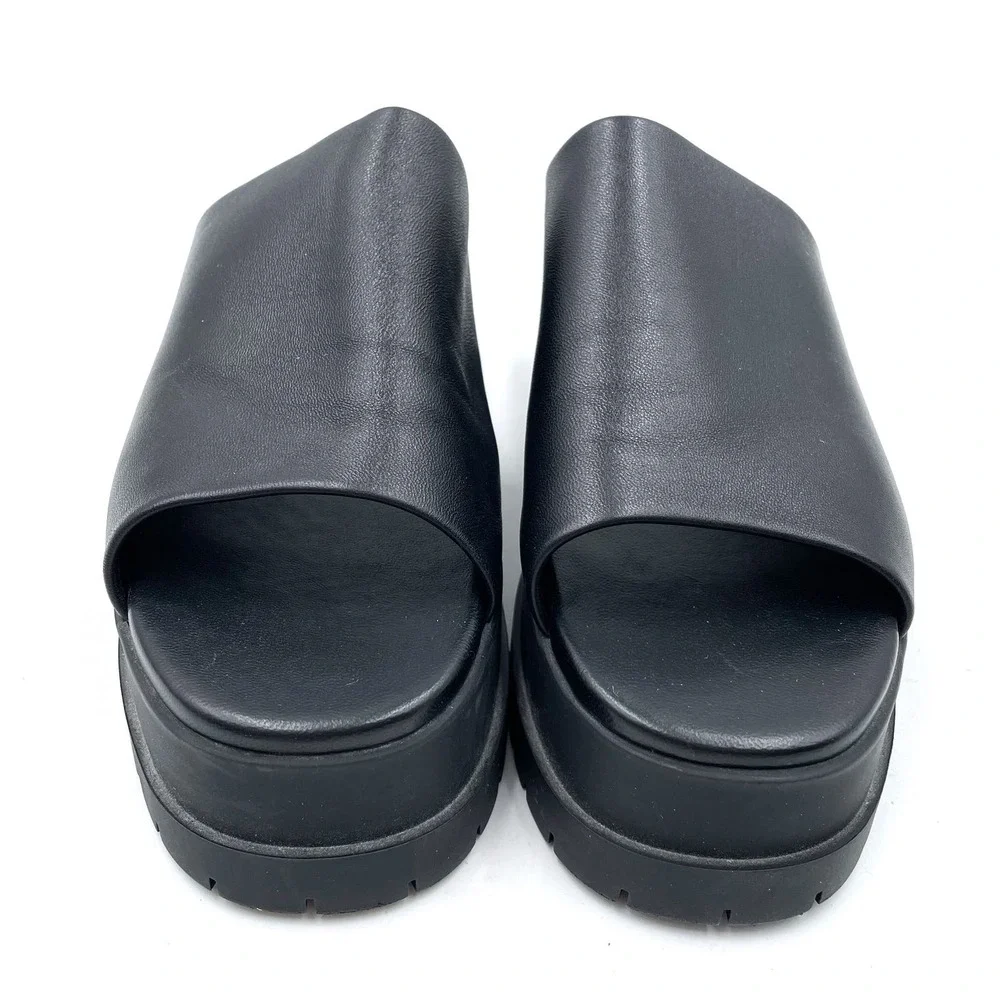 SOLD-Robert Clergerie Wiam Platform Sandals Slides Mules Black Leather - Picture 4 of 10